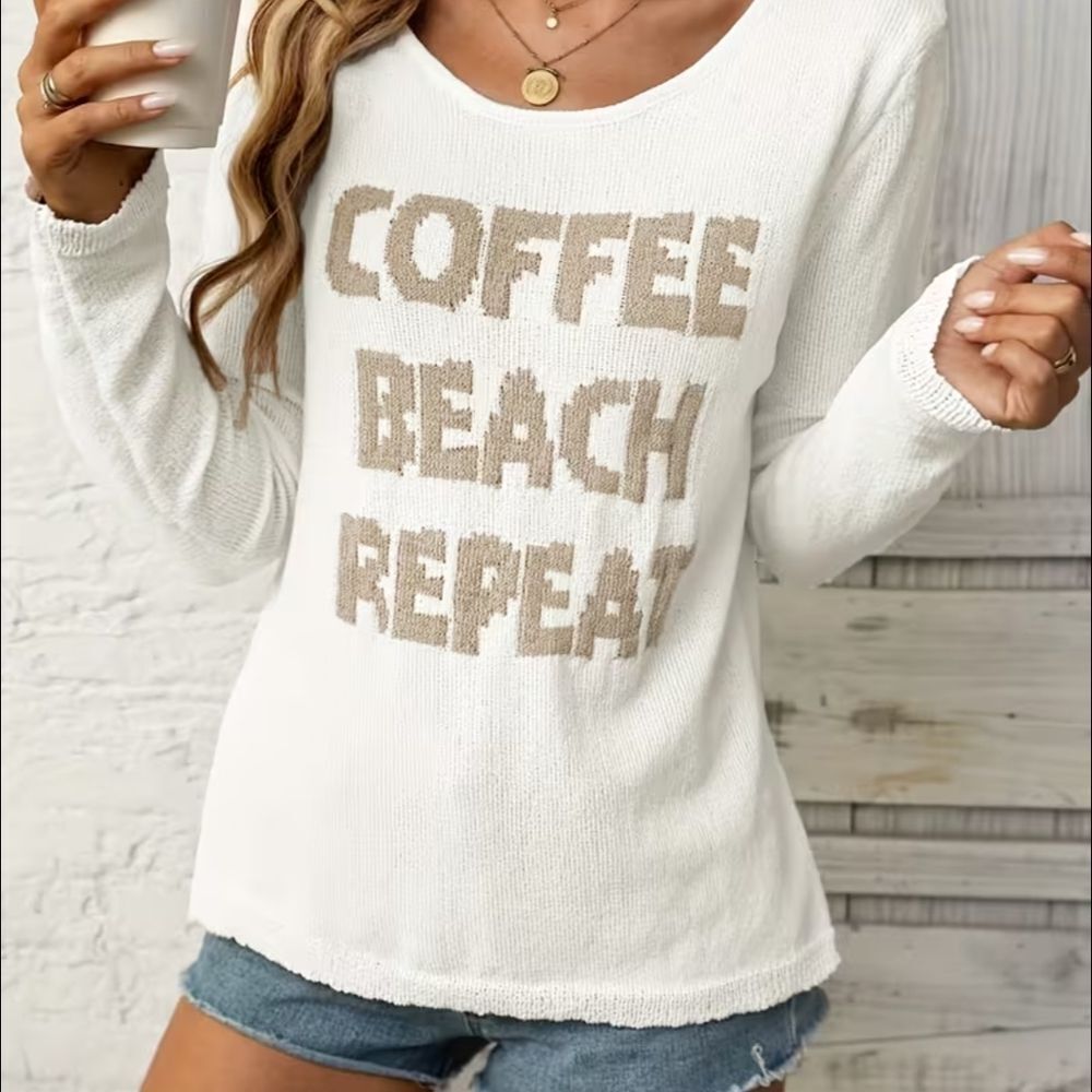 Women's White Graphic Sweater